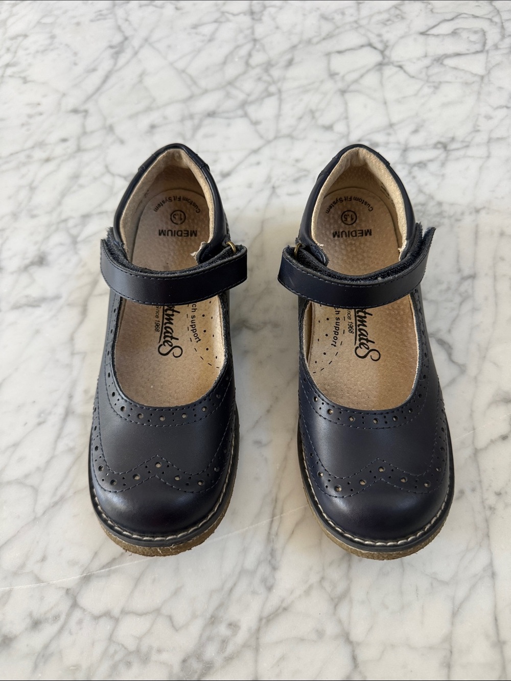 Navy Footmates Mary Janes Shoes Size 1.5 Youth